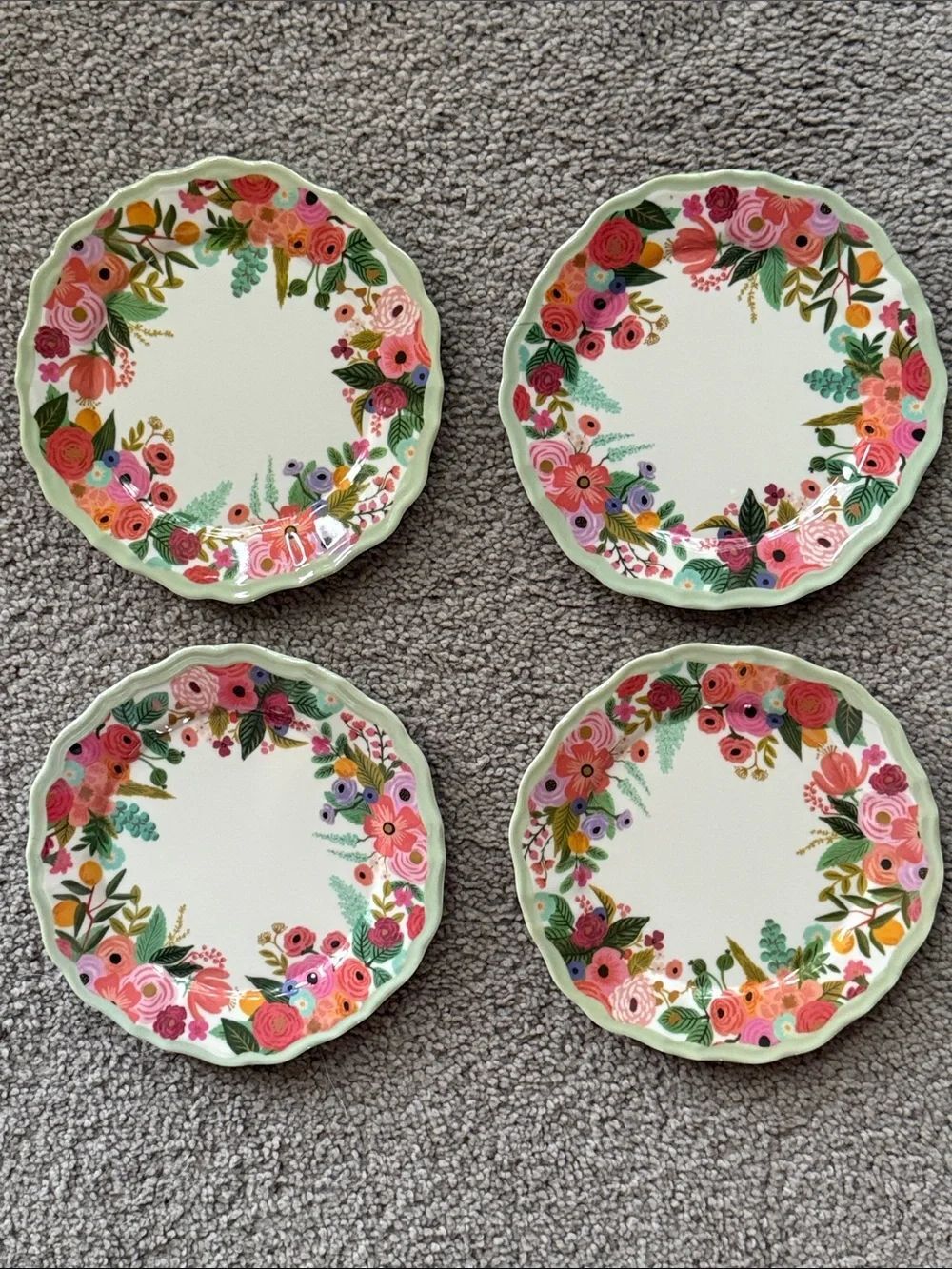 Rifle Paper Co. Garden Party 4" Melamine Appetizer Plates Set of Four!